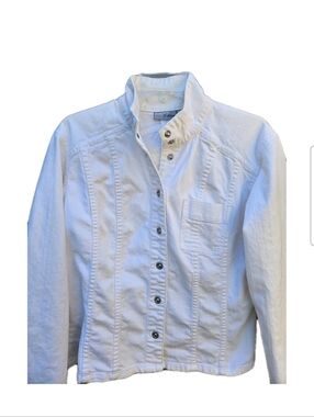 Chico's Platinum Snap Down Women's Jean Jacket Size Chico's 1 (Medium)